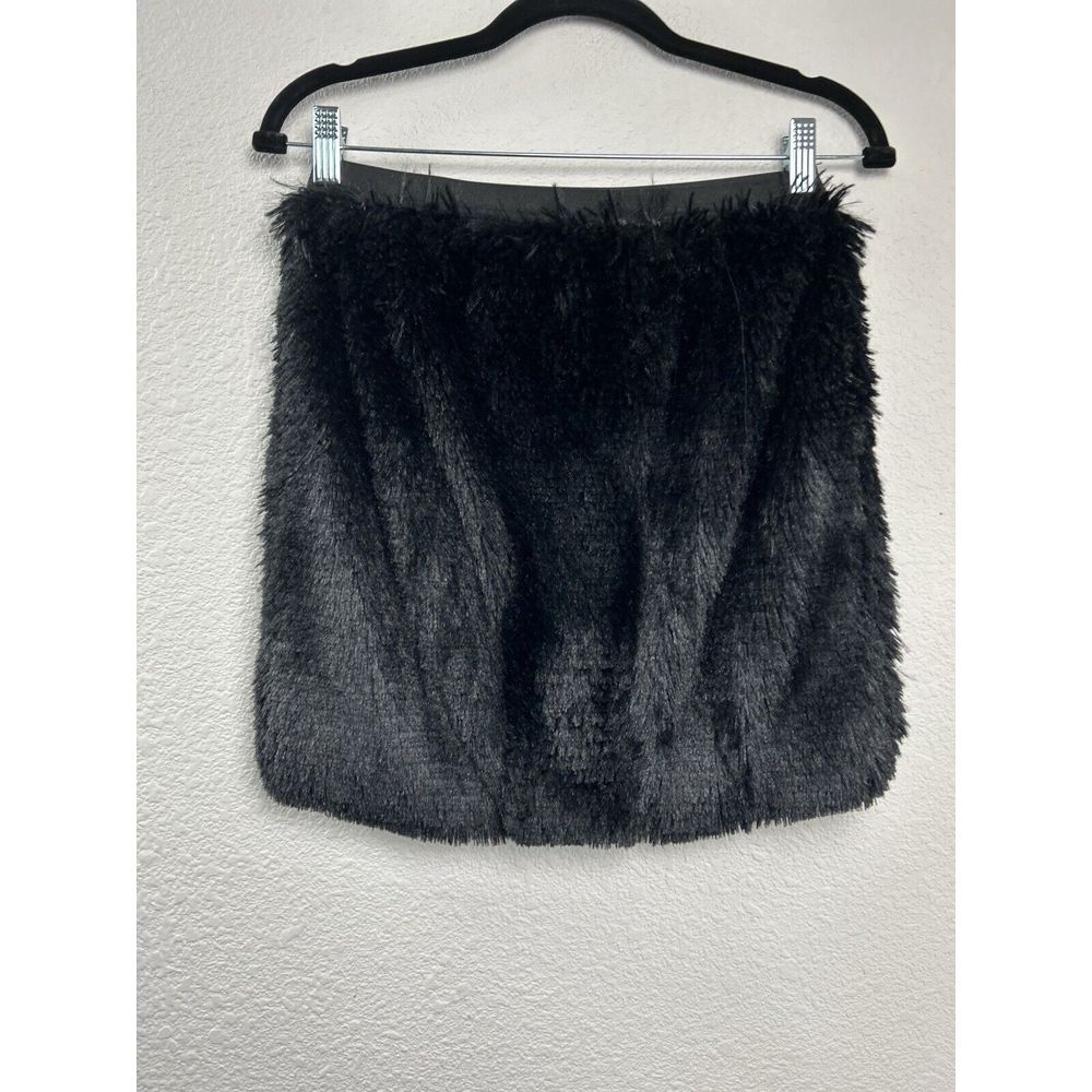 Petticoat Alley Womens Size S Black Faux Fur Mini Skirt
